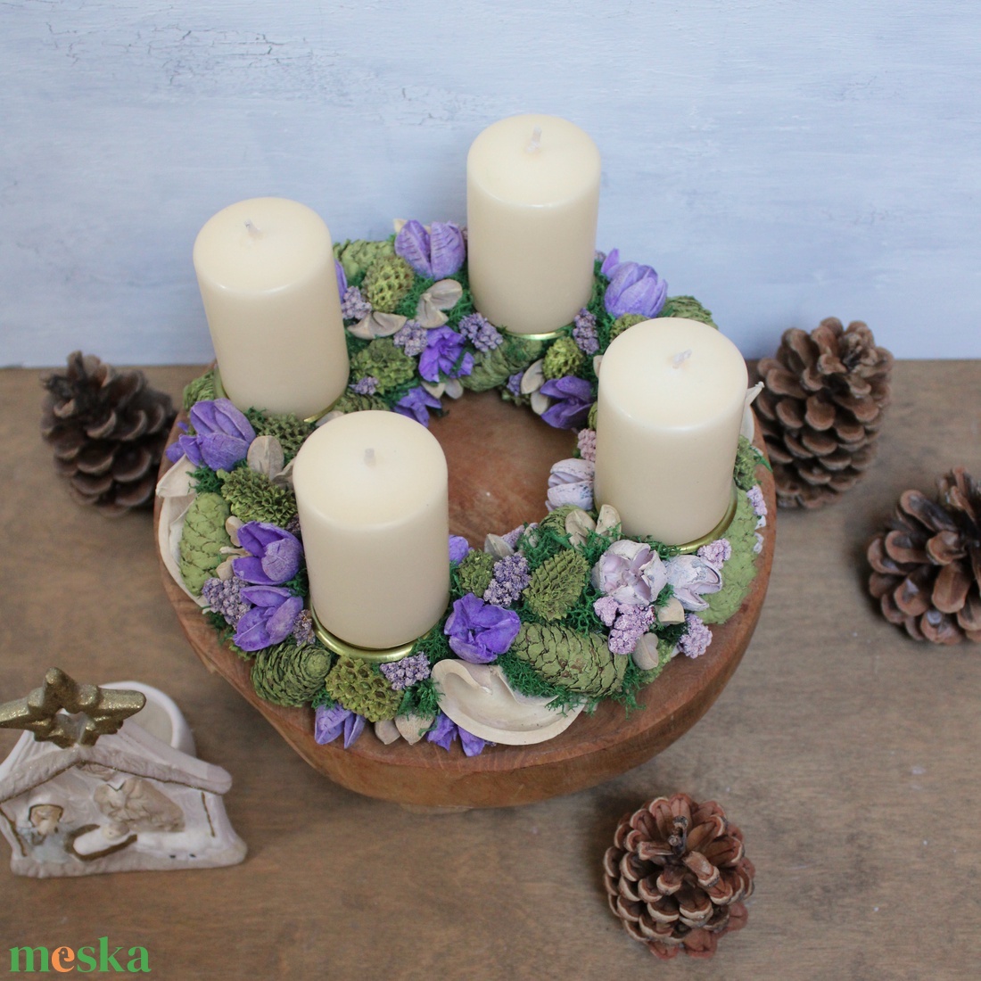 Adventi koszorú (zöld-rózsaszín-lila) - karácsony - adventi díszek - adventi koszorú - Meska.hu Adventi koszorú (zöld-rózsaszín-lila) - karácsony - adventi díszek - adventi koszorú - Meska.hu