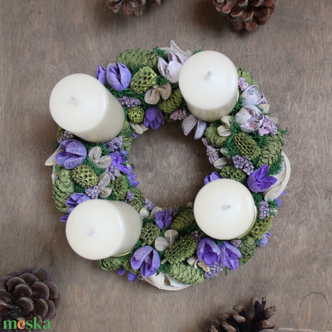 Adventi koszorú (zöld-rózsaszín-lila) - karácsony - adventi díszek - adventi koszorú - Meska.hu Adventi koszorú (zöld-rózsaszín-lila) - karácsony - adventi díszek - adventi koszorú - Meska.hu