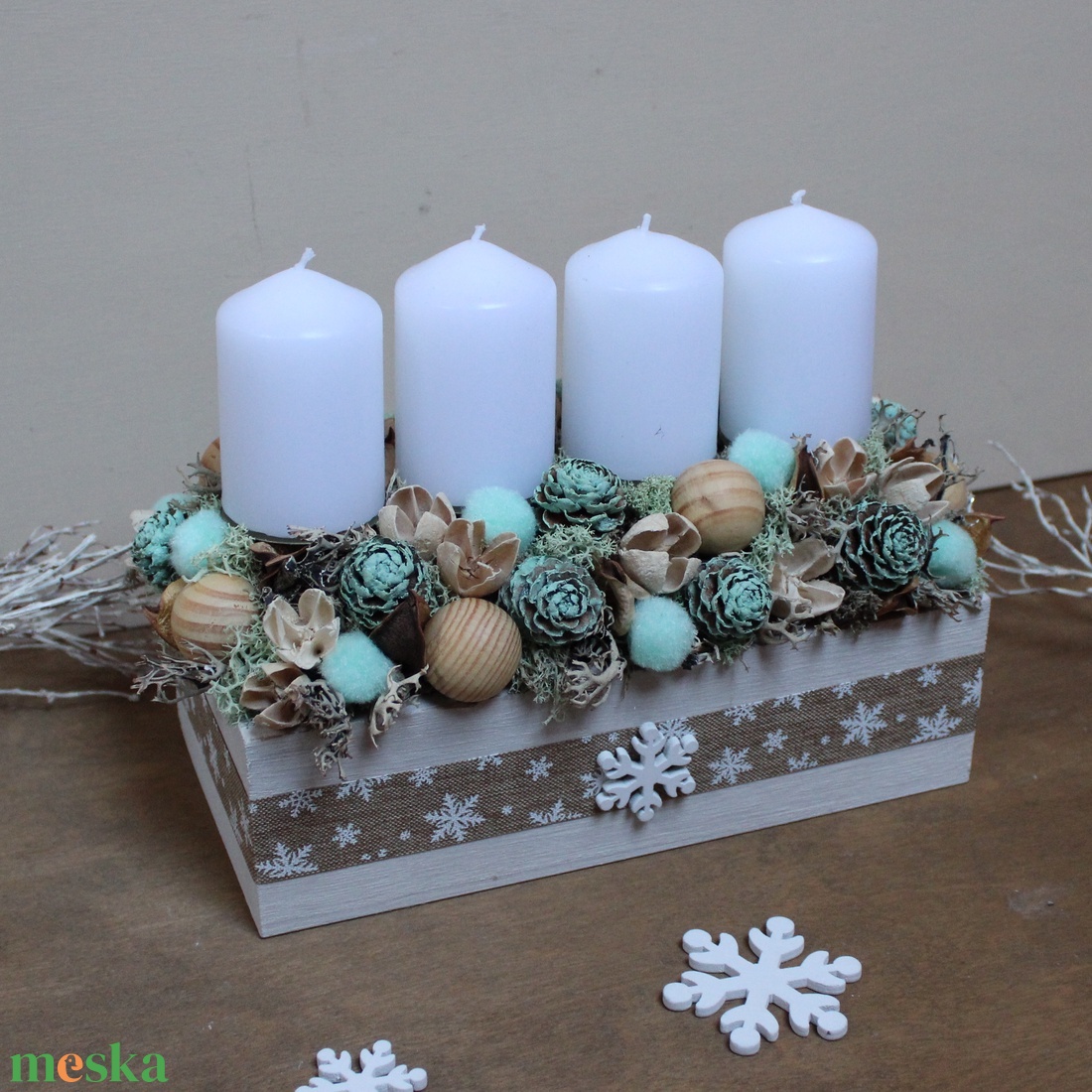 Adventi asztaldísz (menta-fehér) - karácsony - adventi díszek - adventi asztaldísz - Meska.hu Adventi asztaldísz (menta-fehér) - karácsony - adventi díszek - adventi asztaldísz - Meska.hu