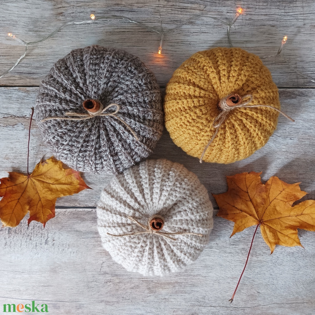 Horgolt tök, őszi dekoráció, nagyméretű, 15 cm - otthon & életmód - dekoráció - dísztárgy - Meska.hu