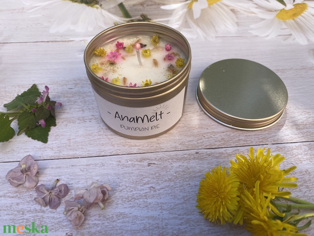 GYERTYA SZÁRÍTOTT VIRÁGOKKAL - otthon & életmód - gyertya, illat, aroma - gyertya - Meska.hu
