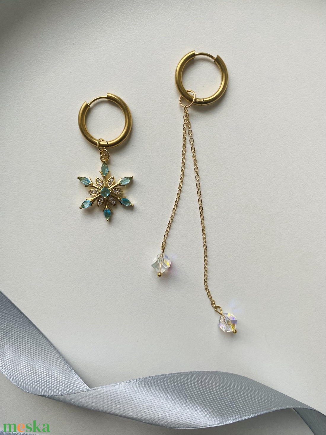 Aszimmetrikus fülbevaló - ékszer - fülbevaló - lógó fülbevaló - Meska.hu