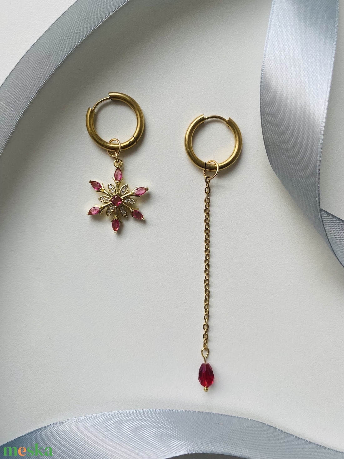 Aszimmetrikus fülbevaló - ékszer - fülbevaló - lógó fülbevaló - Meska.hu