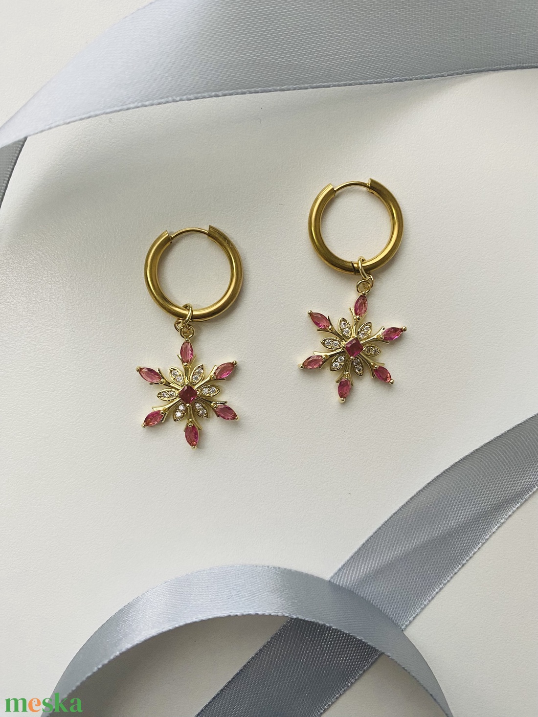 Hópehely fülbevaló - ékszer - fülbevaló - lógó fülbevaló - Meska.hu