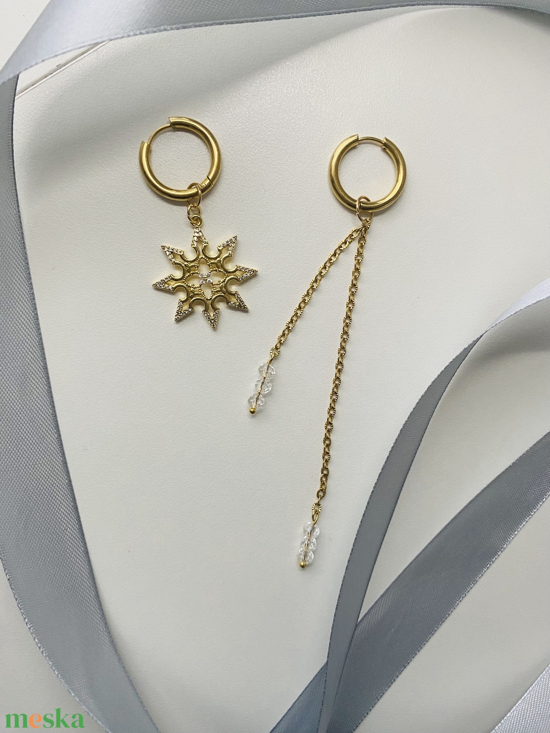 Aszimmetrikus fülbevaló - ékszer - fülbevaló - lógó fülbevaló - Meska.hu