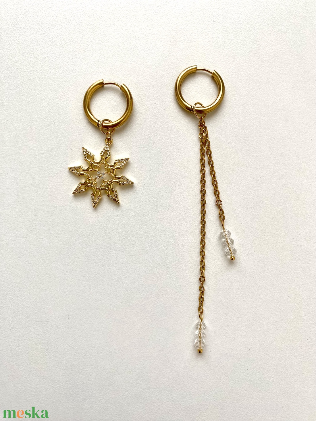 Aszimmetrikus fülbevaló - ékszer - fülbevaló - lógó fülbevaló - Meska.hu