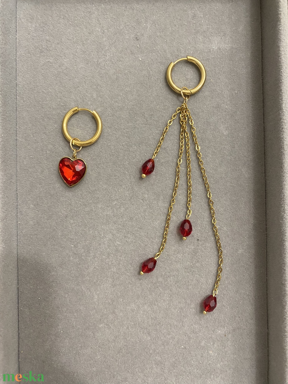 Aszimmetrikus fülbevaló - ékszer - fülbevaló - lógó fülbevaló - Meska.hu