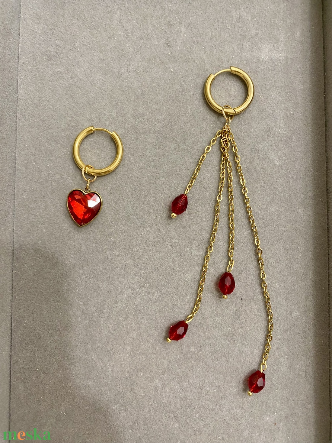 Aszimmetrikus fülbevaló - ékszer - fülbevaló - lógó fülbevaló - Meska.hu