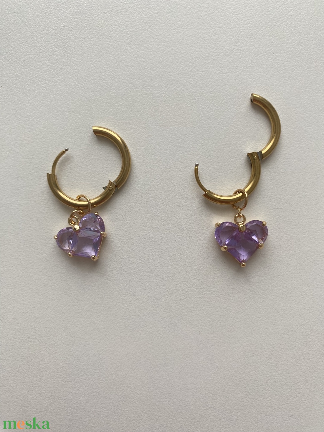 Szív fülbevaló - ékszer - fülbevaló - lógó fülbevaló - Meska.hu