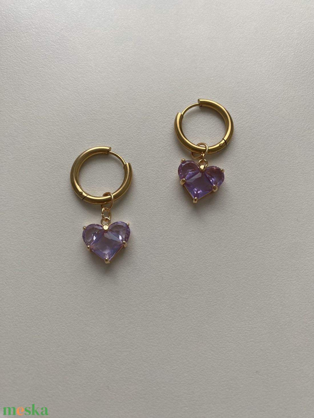 Szív fülbevaló - ékszer - fülbevaló - lógó fülbevaló - Meska.hu