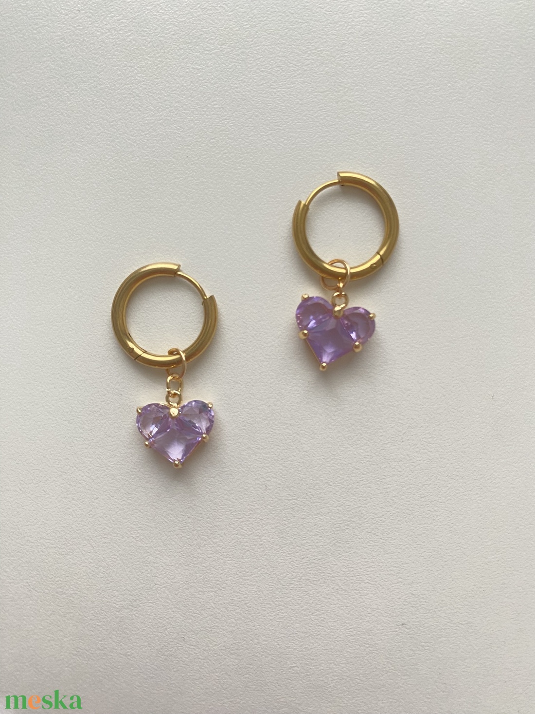 Szív fülbevaló - ékszer - fülbevaló - lógó fülbevaló - Meska.hu