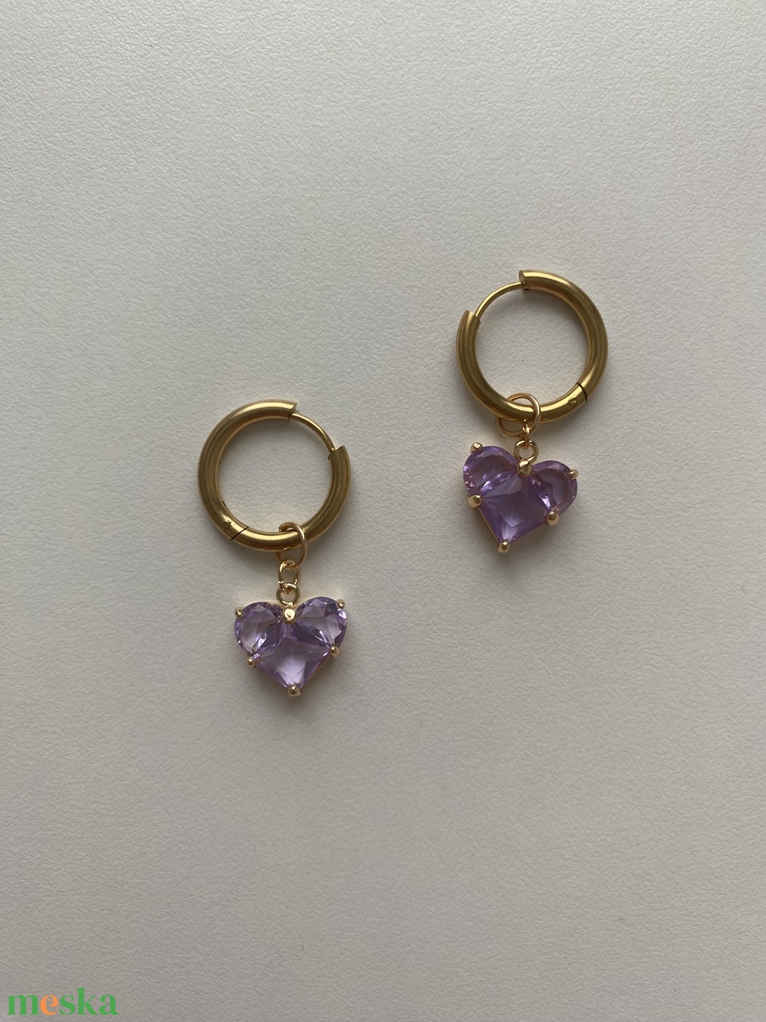 Szív fülbevaló - ékszer - fülbevaló - lógó fülbevaló - Meska.hu