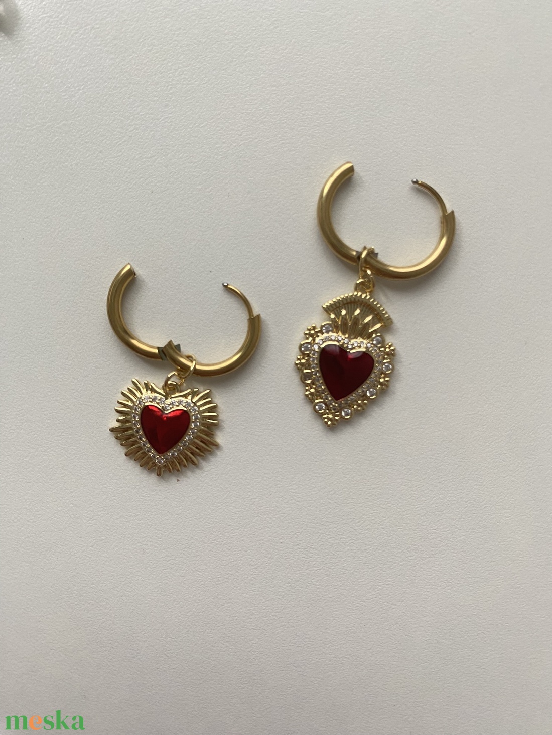 Szív fülbevaló - ékszer - fülbevaló - lógó fülbevaló - Meska.hu