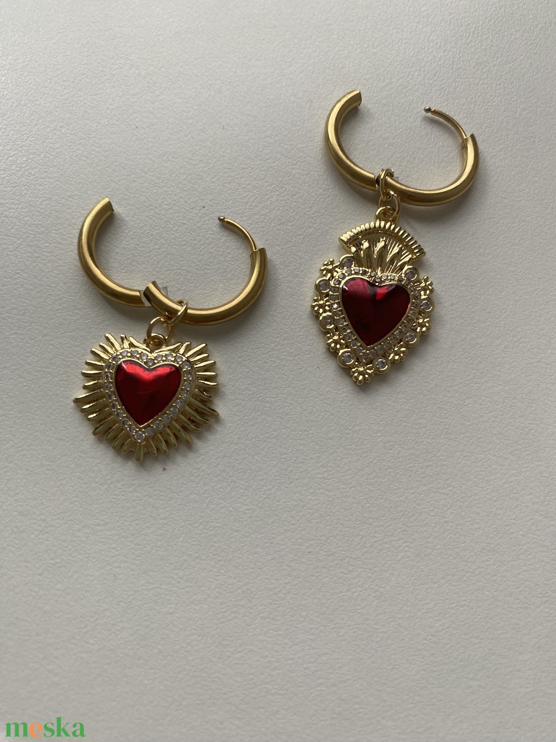 Szív fülbevaló - ékszer - fülbevaló - lógó fülbevaló - Meska.hu