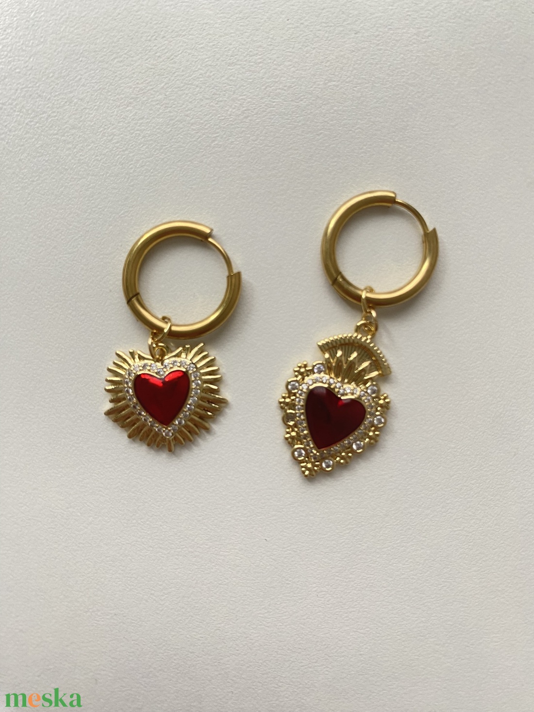 Szív fülbevaló - ékszer - fülbevaló - lógó fülbevaló - Meska.hu