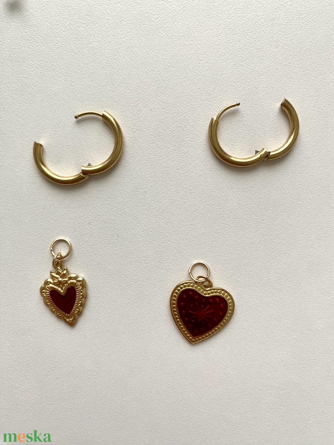 Szív fülbevaló - ékszer - fülbevaló - lógó fülbevaló - Meska.hu