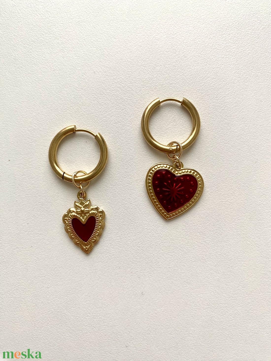 Szív fülbevaló - ékszer - fülbevaló - lógó fülbevaló - Meska.hu