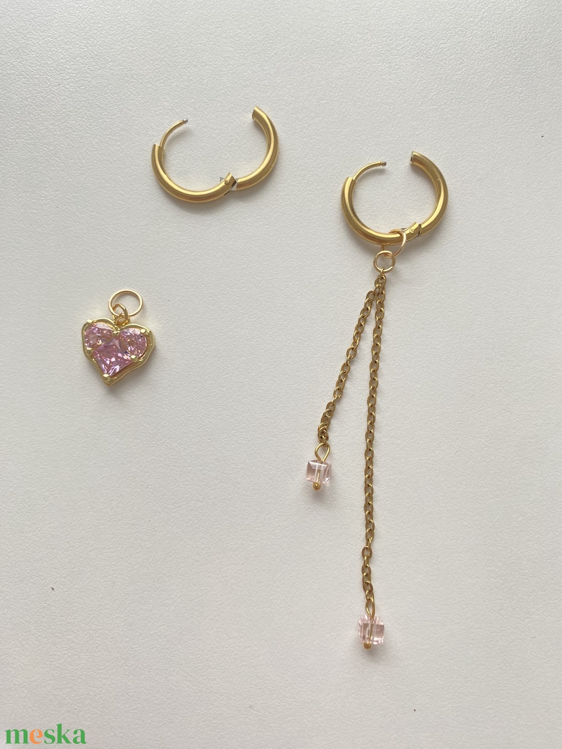 Szív fülbevaló - ékszer - fülbevaló - lógó fülbevaló - Meska.hu
