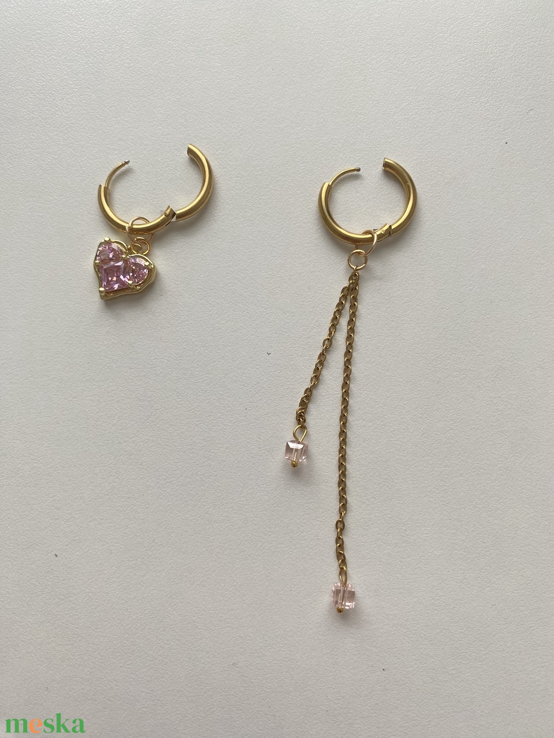 Szív fülbevaló - ékszer - fülbevaló - lógó fülbevaló - Meska.hu
