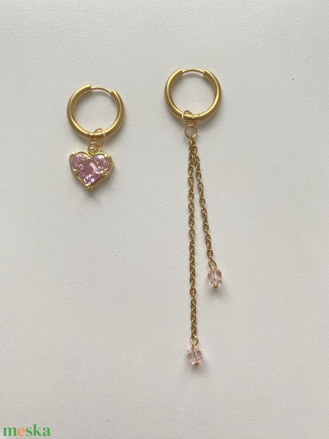 Szív fülbevaló - ékszer - fülbevaló - lógó fülbevaló - Meska.hu