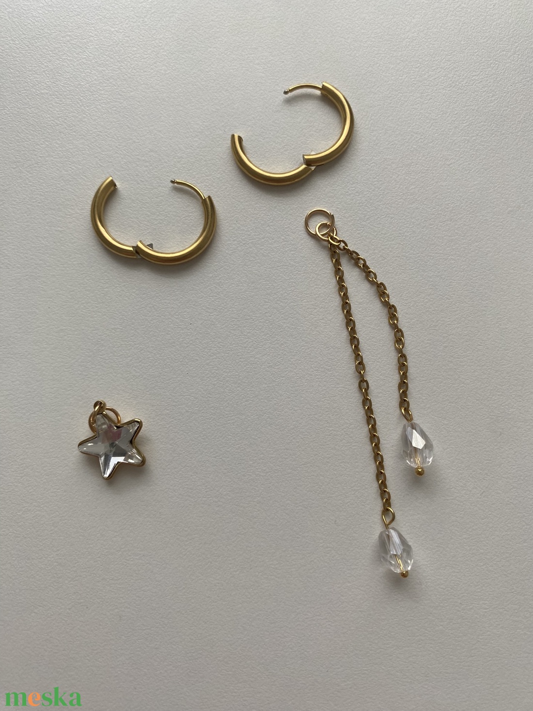 Csillag fülbevaló - ékszer - fülbevaló - lógó fülbevaló - Meska.hu