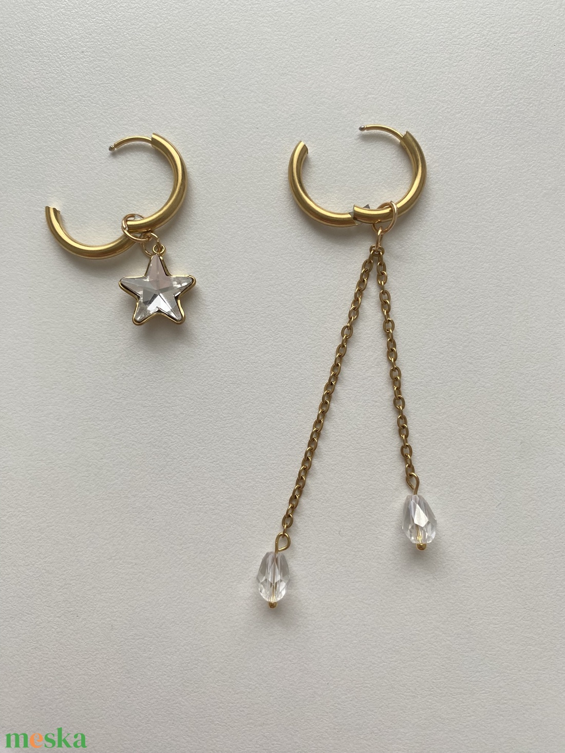 Csillag fülbevaló - ékszer - fülbevaló - lógó fülbevaló - Meska.hu