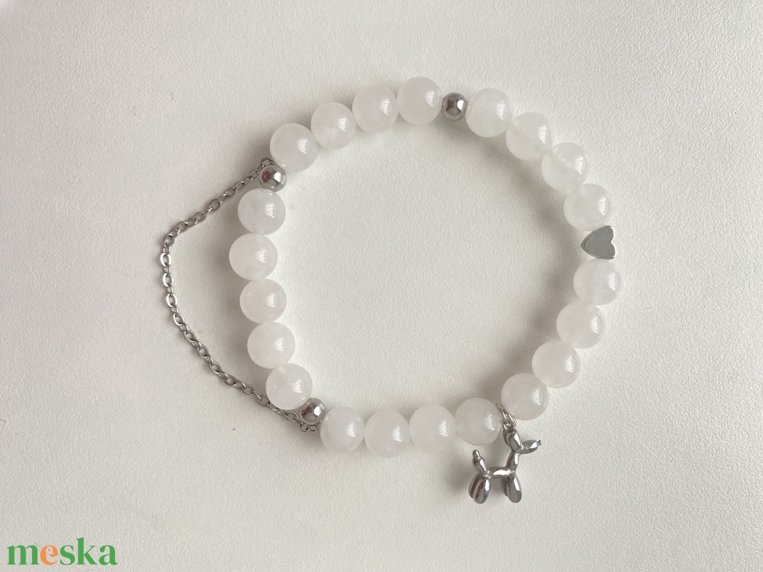 Fehér kvarc gumis karkötő - ékszer - karkötő - ásványkarkötő - Meska.hu