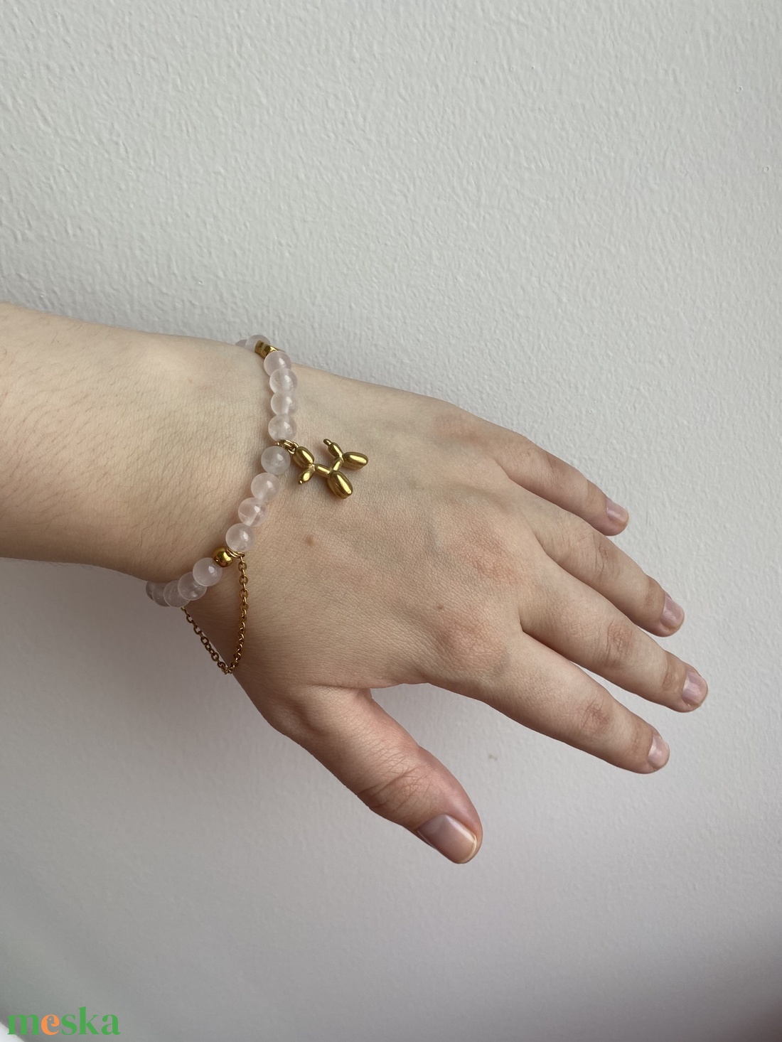 Rózsakvarc gumis karkötő - ékszer - karkötő - ásványkarkötő - Meska.hu