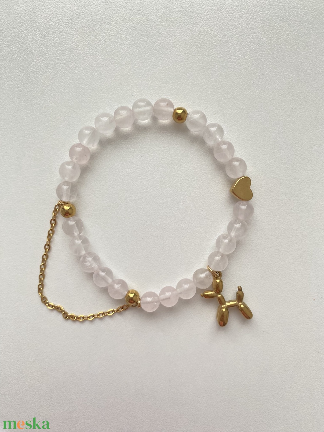 Rózsakvarc gumis karkötő - ékszer - karkötő - ásványkarkötő - Meska.hu