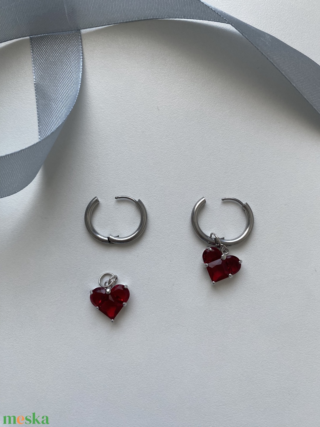 Szív fülbevaló - ékszer - fülbevaló - lógó fülbevaló - Meska.hu