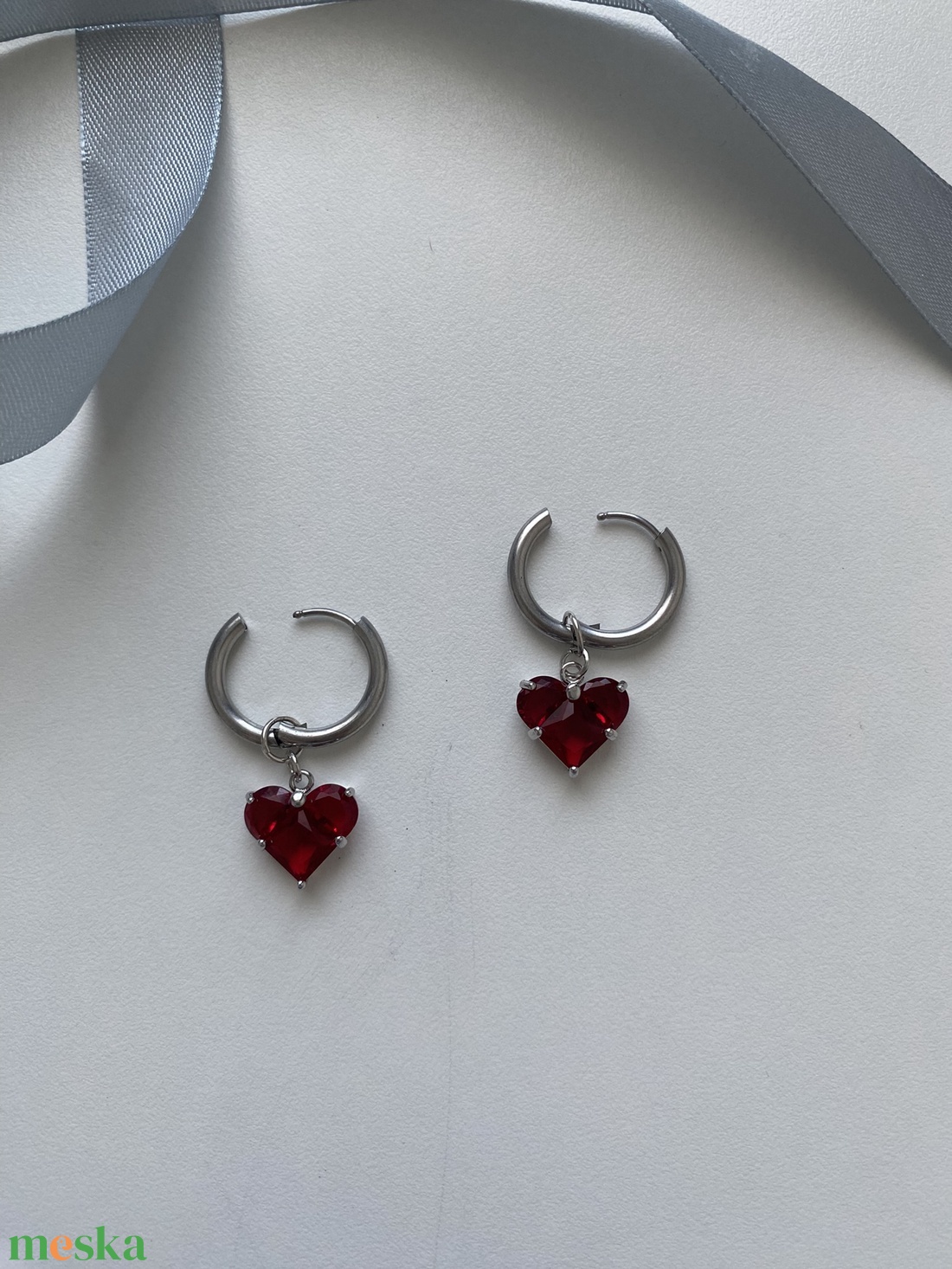Szív fülbevaló - ékszer - fülbevaló - lógó fülbevaló - Meska.hu