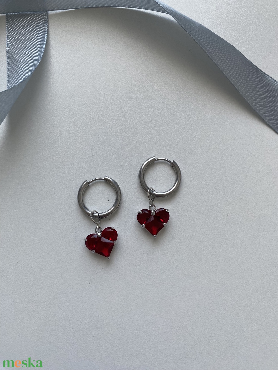 Szív fülbevaló - ékszer - fülbevaló - lógó fülbevaló - Meska.hu
