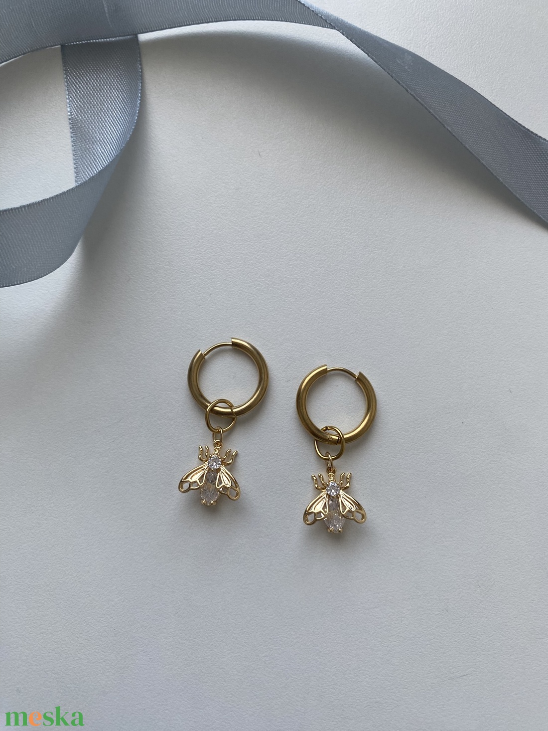 18k aranyozott fülbevaló  - ékszer - fülbevaló - lógó fülbevaló - Meska.hu