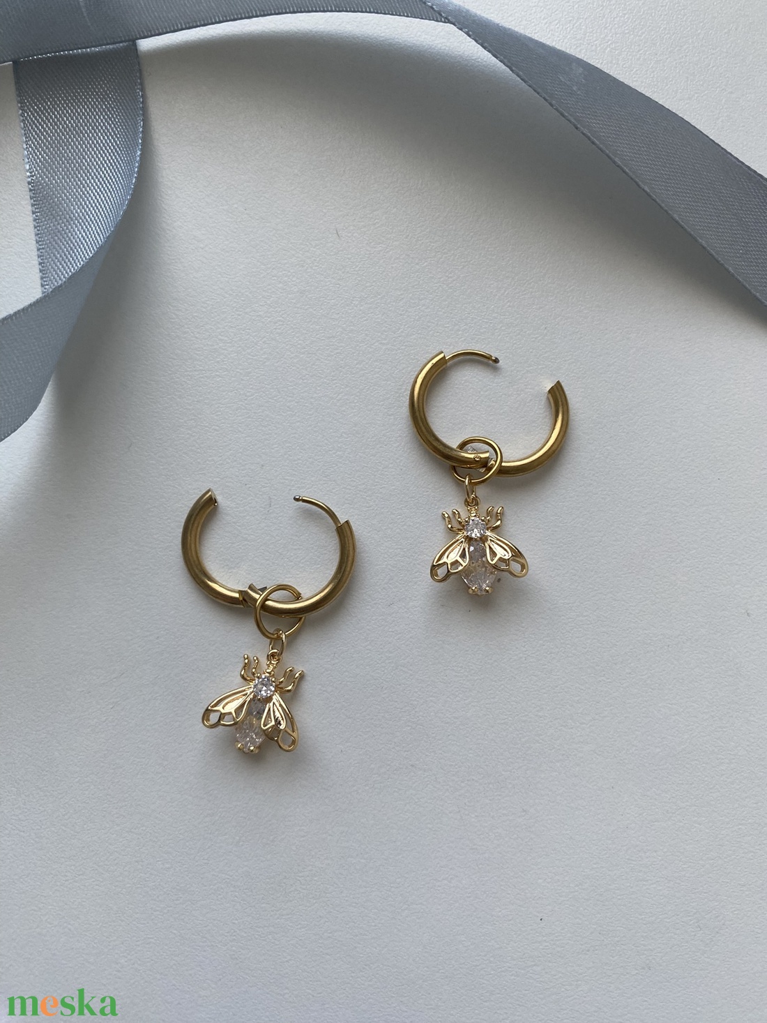 18k aranyozott fülbevaló  - ékszer - fülbevaló - lógó fülbevaló - Meska.hu