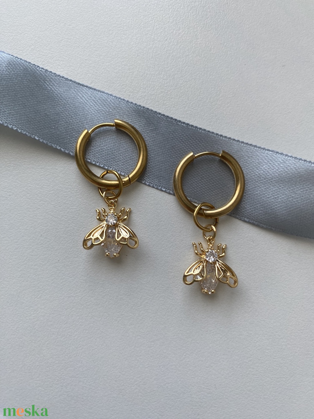 18k aranyozott fülbevaló  - ékszer - fülbevaló - lógó fülbevaló - Meska.hu