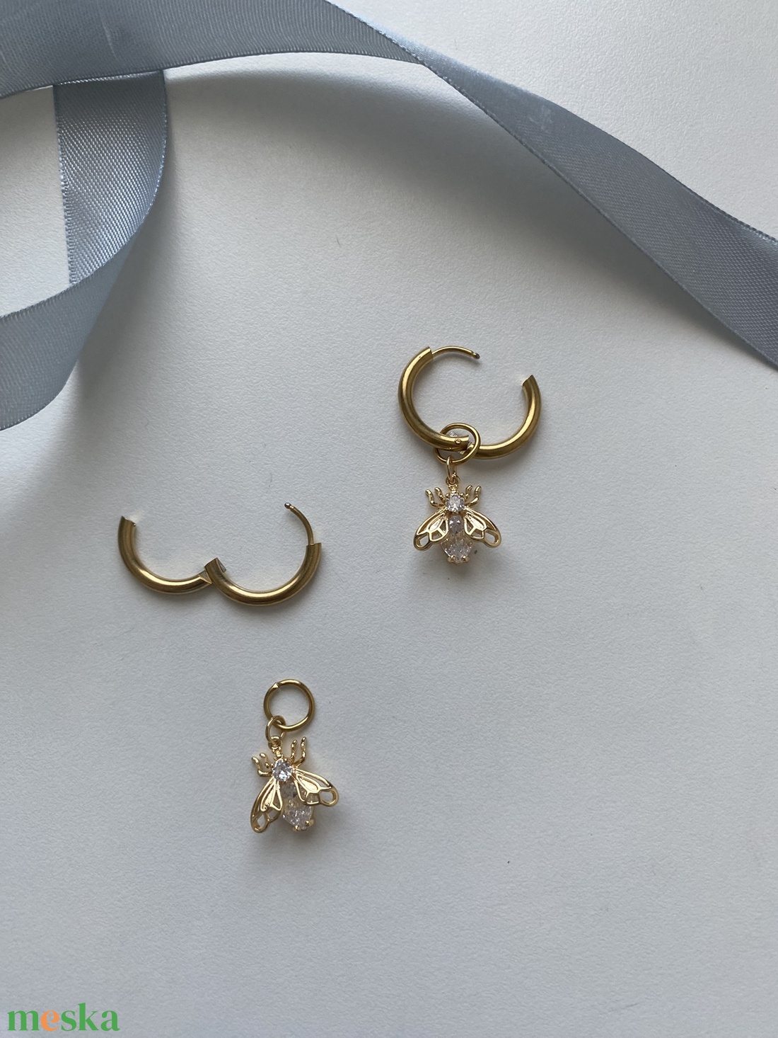 18k aranyozott fülbevaló  - ékszer - fülbevaló - lógó fülbevaló - Meska.hu