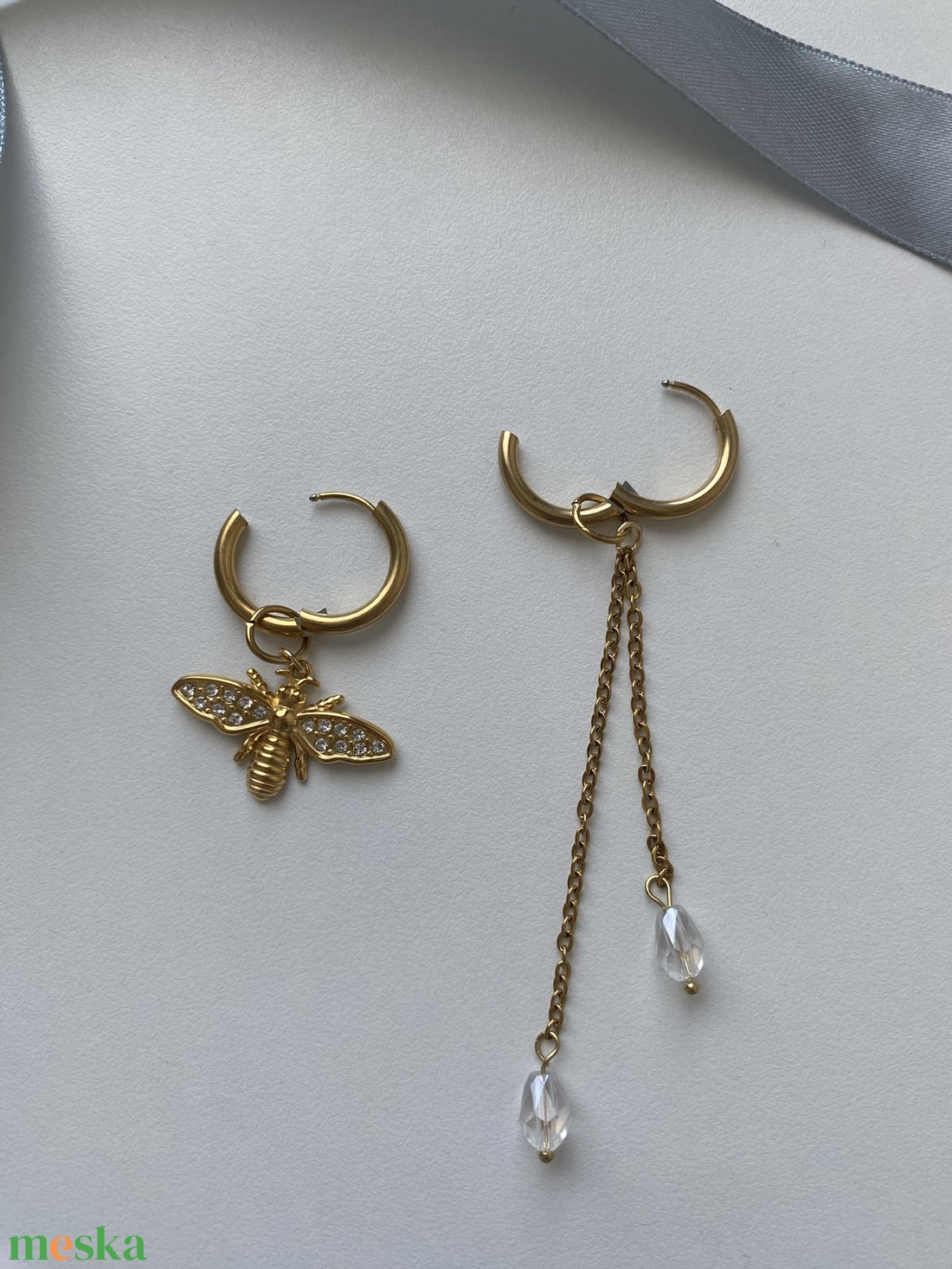 Aszimmetrikus fülbevaló - ékszer - fülbevaló - lógó fülbevaló - Meska.hu