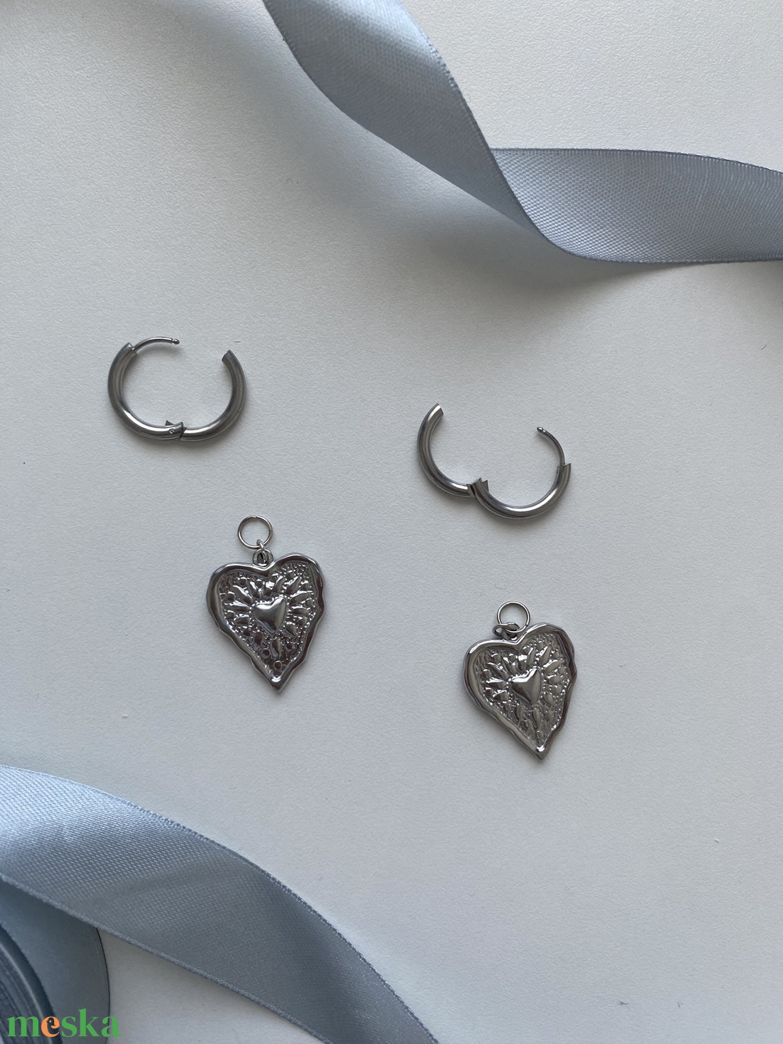 Boho szív fülbevaló - ékszer - fülbevaló - lógó fülbevaló - Meska.hu