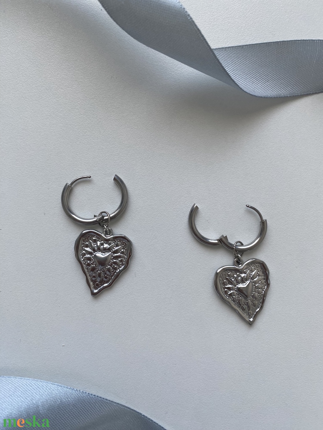 Boho szív fülbevaló - ékszer - fülbevaló - lógó fülbevaló - Meska.hu