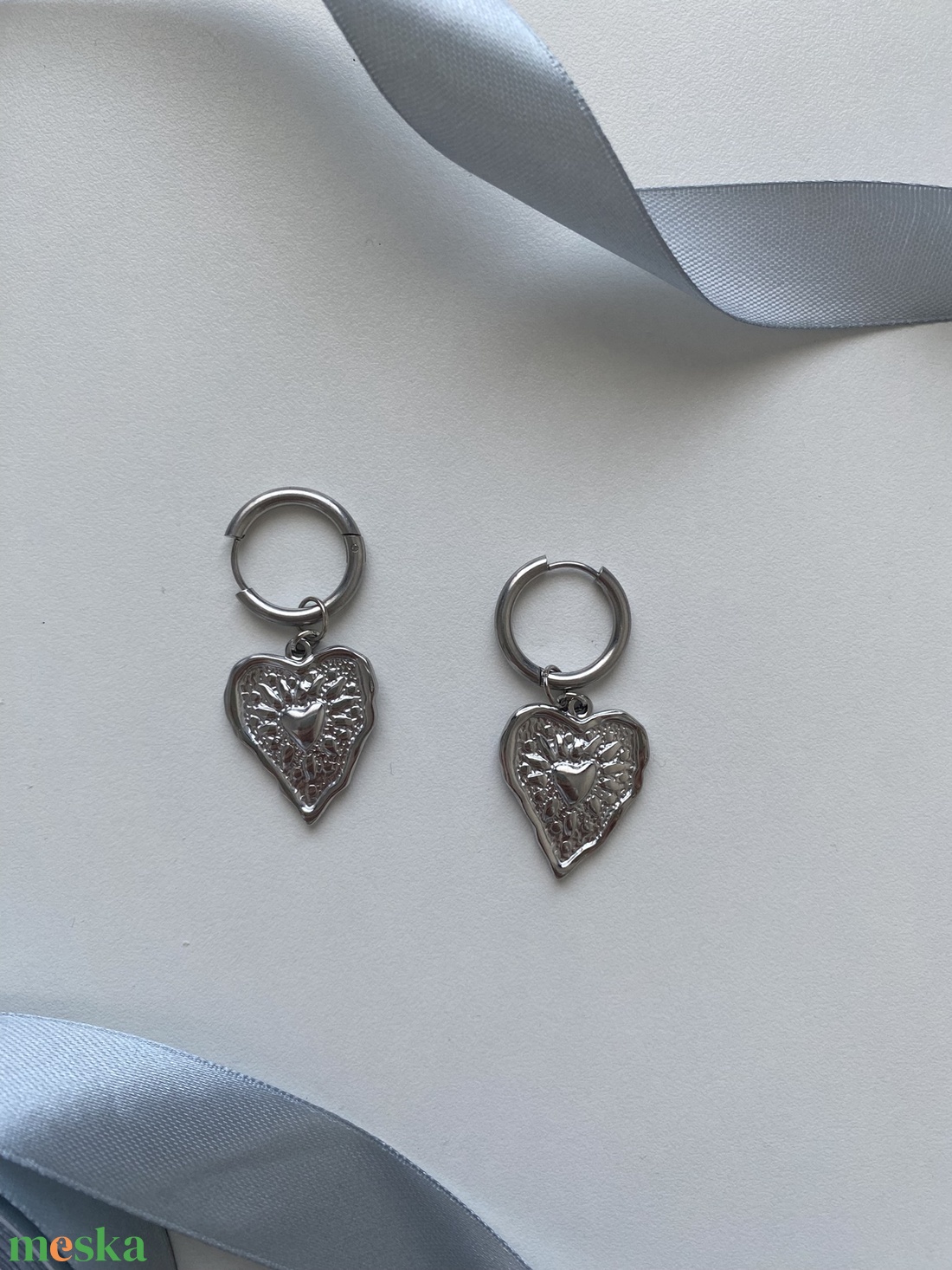 Boho szív fülbevaló - ékszer - fülbevaló - lógó fülbevaló - Meska.hu