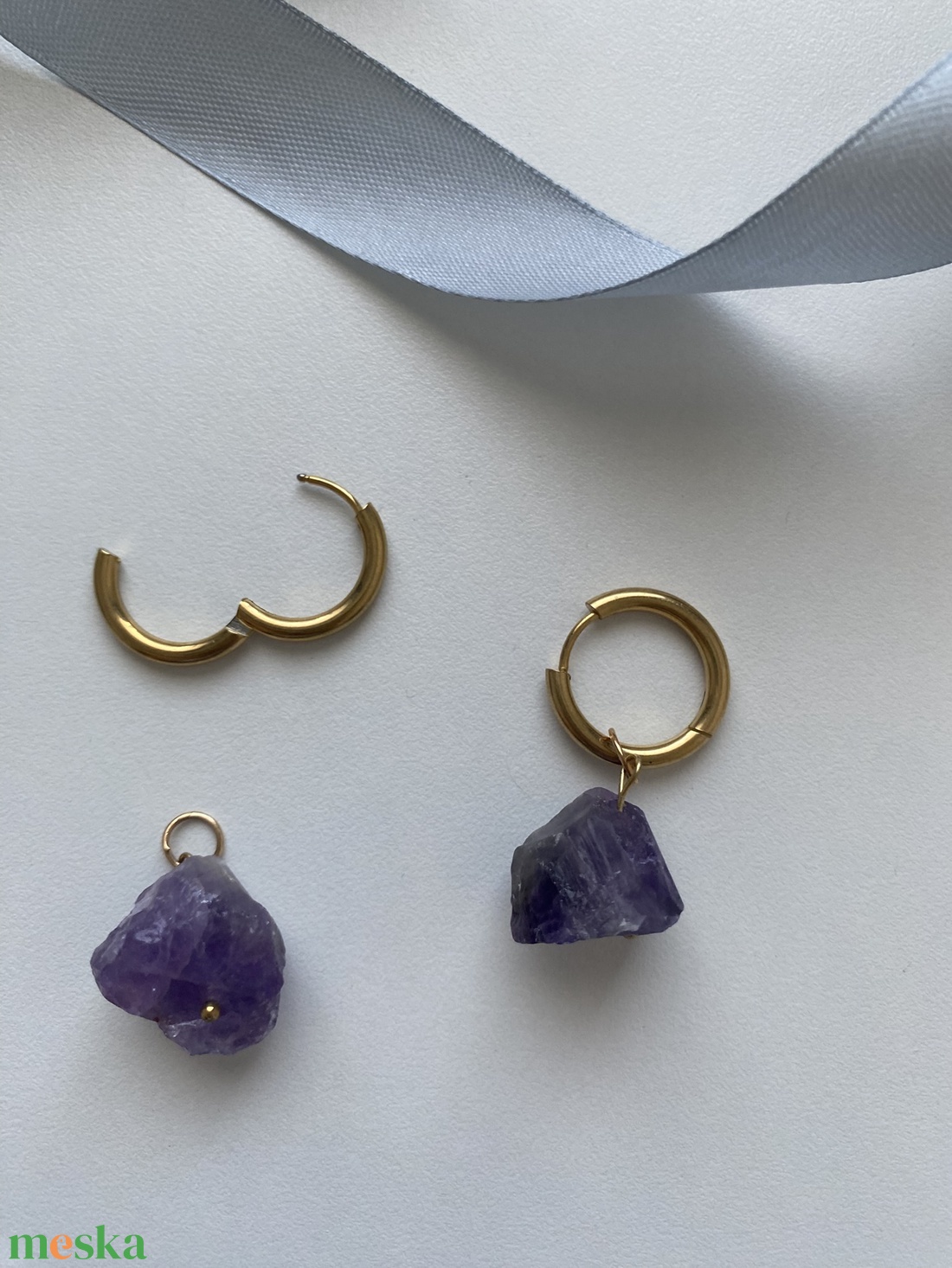 18k aranyozott fülbevaló  - ékszer - fülbevaló - lógós kerek fülbevaló - Meska.hu