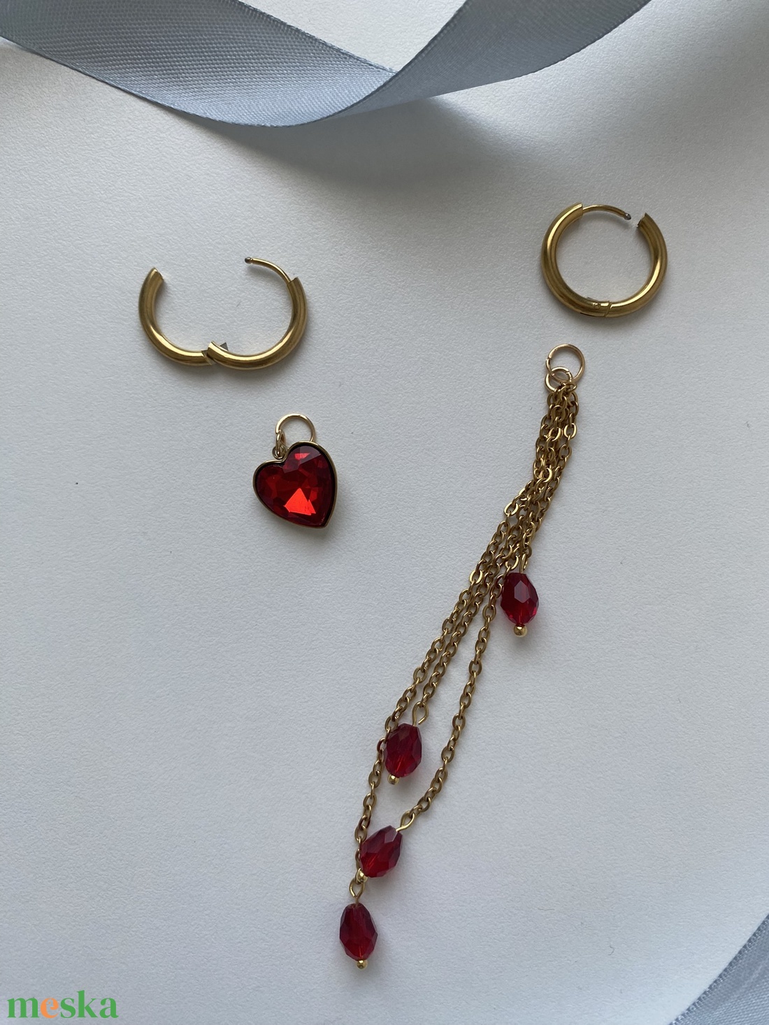 Aszimmetrikus fülbevaló - ékszer - fülbevaló - lógó fülbevaló - Meska.hu