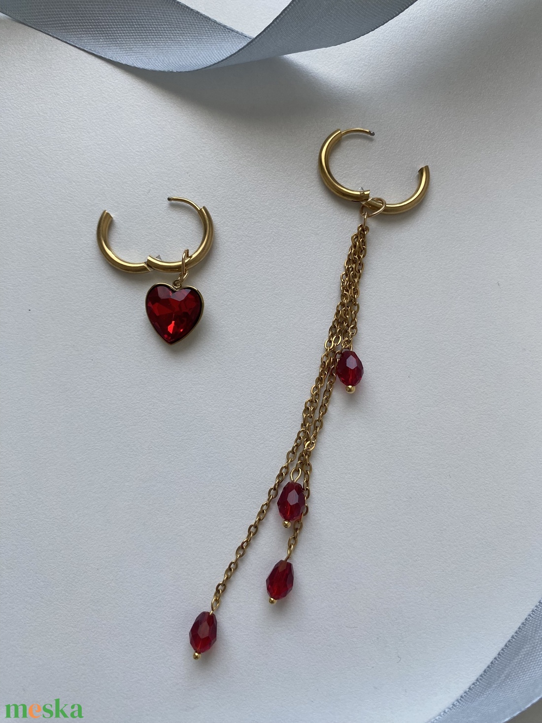 Aszimmetrikus fülbevaló - ékszer - fülbevaló - lógó fülbevaló - Meska.hu