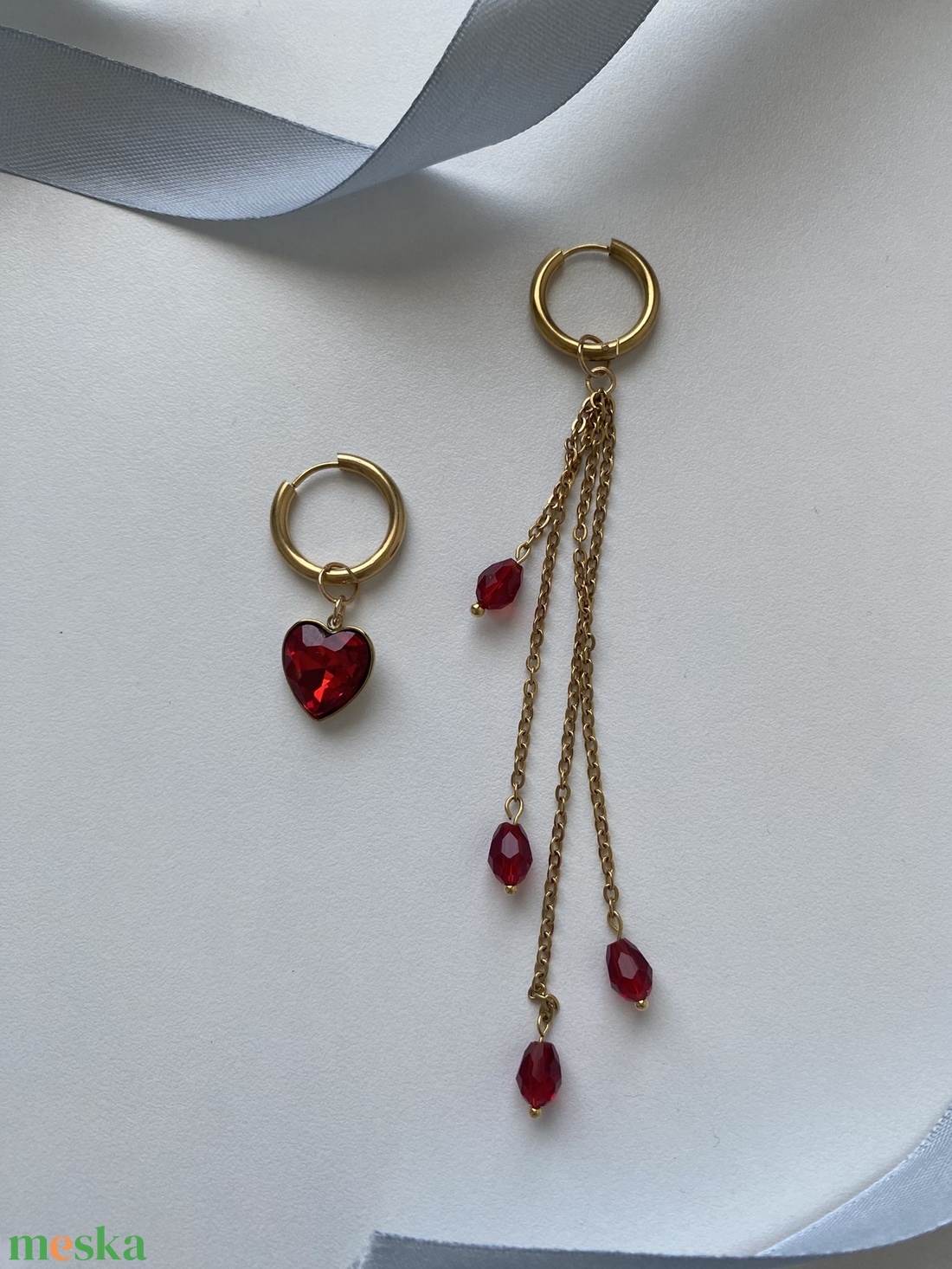 Aszimmetrikus fülbevaló - ékszer - fülbevaló - lógó fülbevaló - Meska.hu