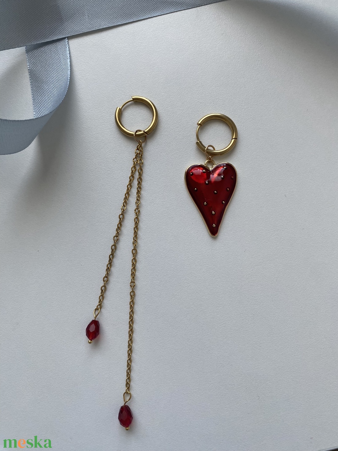 Aszimmetrikus fülbevaló - ékszer - fülbevaló - lógó fülbevaló - Meska.hu