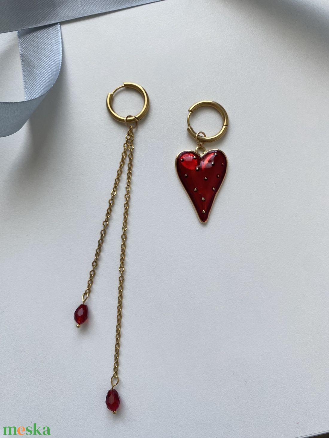 Aszimmetrikus fülbevaló - ékszer - fülbevaló - lógó fülbevaló - Meska.hu