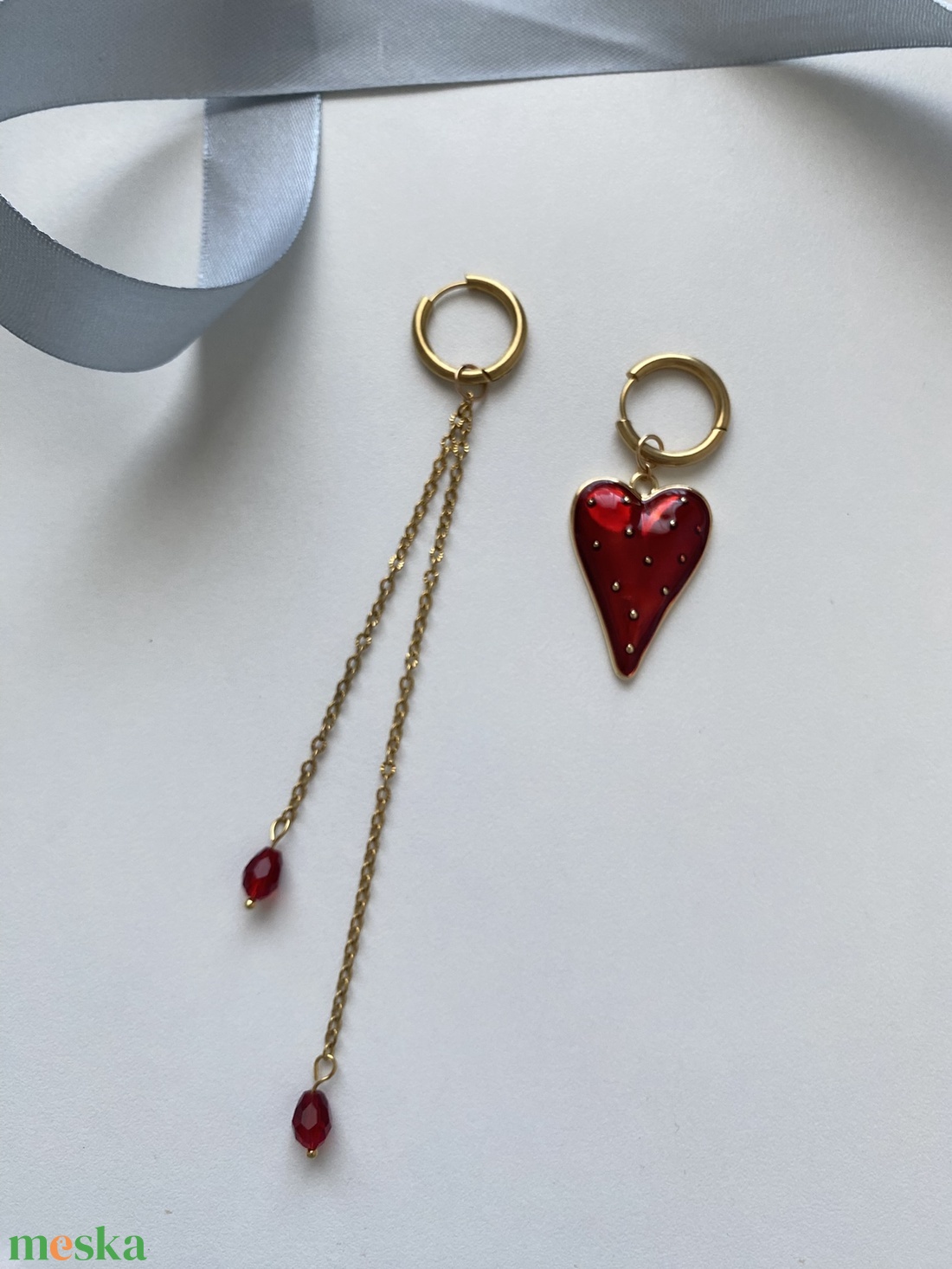 Aszimmetrikus fülbevaló - ékszer - fülbevaló - lógó fülbevaló - Meska.hu