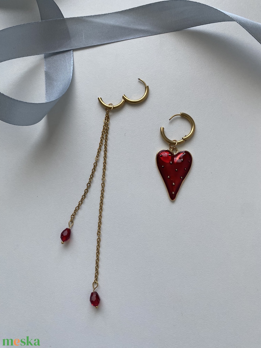 Aszimmetrikus fülbevaló - ékszer - fülbevaló - lógó fülbevaló - Meska.hu