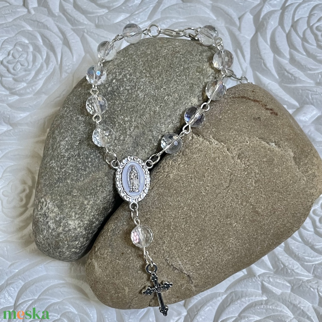 Autós rózsafüzér, tizedes rózsafüzér Swarovski kristályokból  - otthon & életmód - vallás - lánc & füzér - Meska.hu