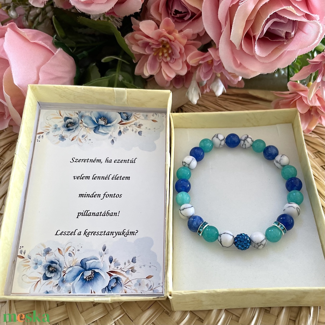 Keresztanya felkérő ásvány karkötő shamballa dísszel ajándékdobozban - ékszer - karkötő - gyöngyös karkötő - Meska.hu Keresztanya felkérő ásvány karkötő shamballa dísszel ajándékdobozban - ékszer - karkötő - gyöngyös karkötő - Meska.hu